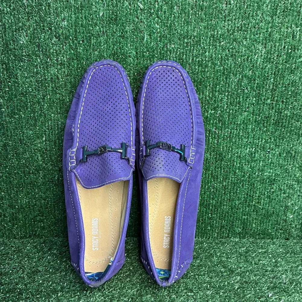Stacy Adams 25039-542 Perforated Bit Loafer Driving Moccasin Purple Mens Sz 11 M